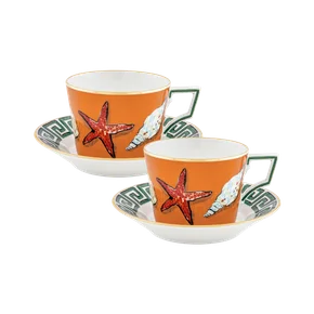 set xicaras de cha il viaggio di nettuno orange richard ginori ferdan home a