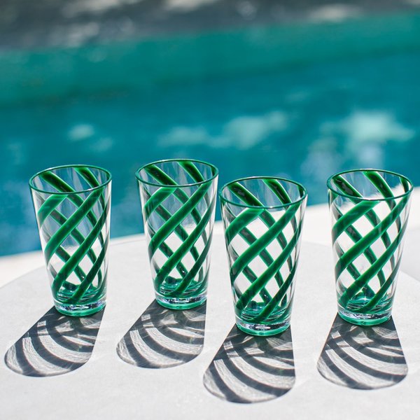 conjunto de 4 copos de acrilico long drink twister verde ferdan home c