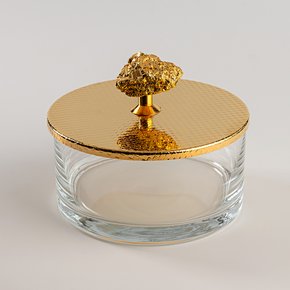 caixinha sarezzo dourada com pedra pirita p riva ferdan home a