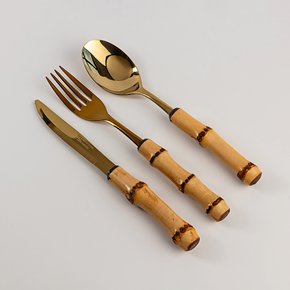 conjunto de talheres de mesa bambu gold ferdan home a